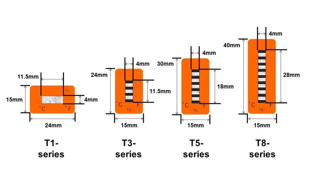 Temperature Label T Series - Sizes